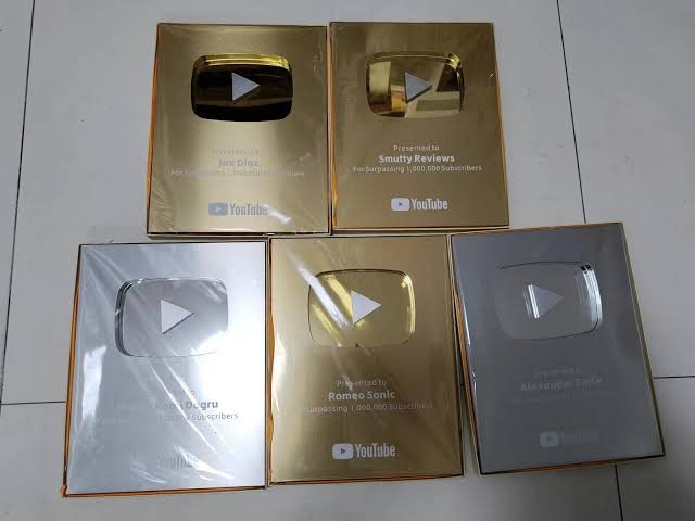 YouTube Play Button With OG Box Packaging And OG Congratulations Letter